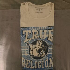 True Religion White and Blue Graphic T-Shirt